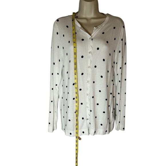 Croft & Barrow White and Black Cardigan with Polka Dot Pattern - Picture 4 of 7